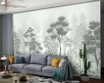 Mistig Boslandschap Behang 