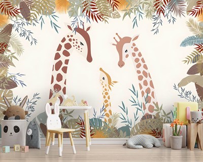 Giraffe Geïllustreerd Babykamer Behang