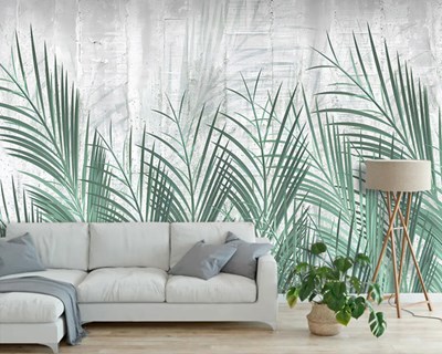 Groen gebladerde plant thema-behang 