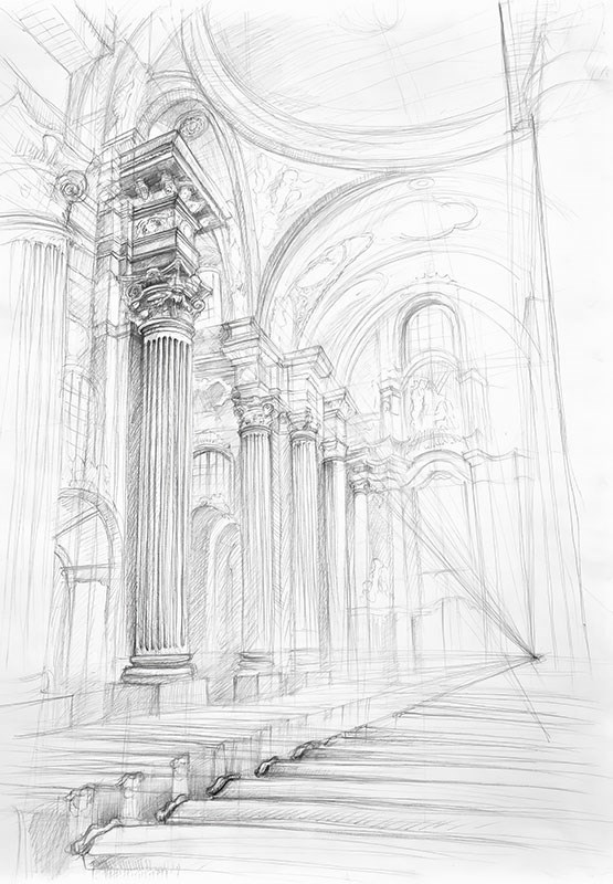Architectonisch Tekening Thema-Behang 