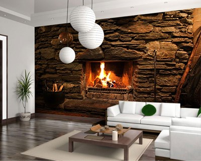 Wallpapers die op een open haard lijken