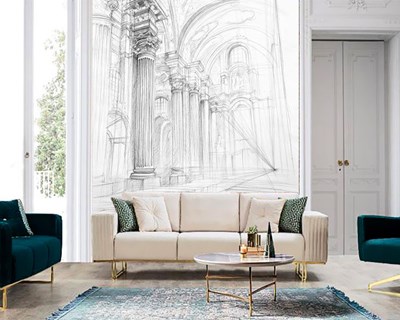 Architectonisch Tekening Thema-Behang 