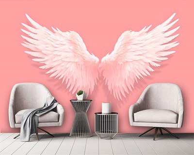 Engelenvleugels op roze achtergrond 