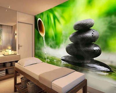 Bamboe en Spa Stenen Behang 