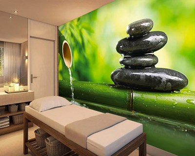 Spa stenen en bamboe behang 