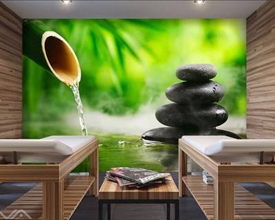 Bamboe en Spa Stenen Behang 