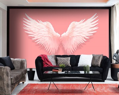 Engelenvleugels op roze achtergrond 