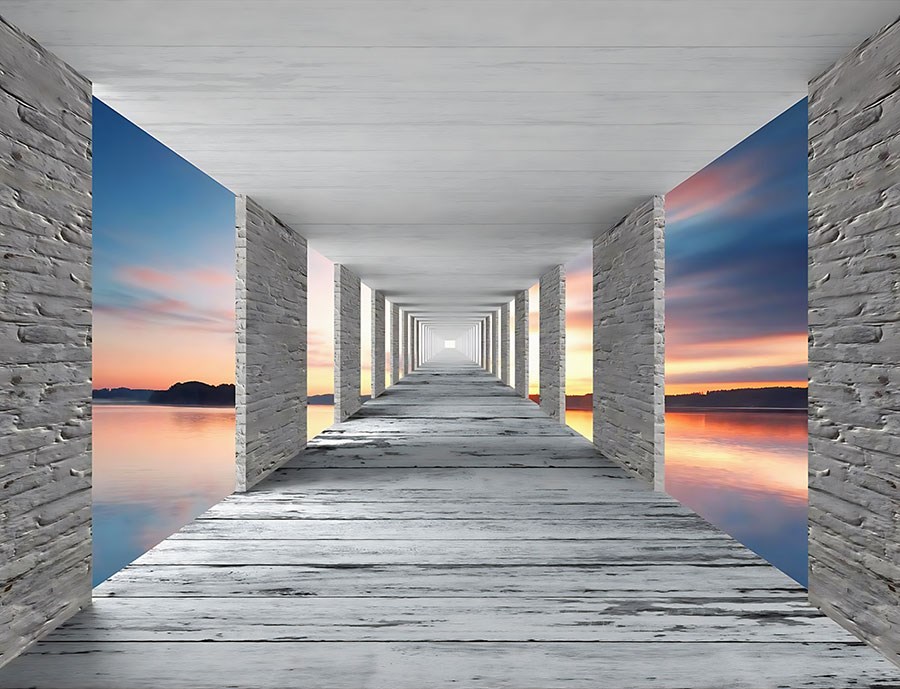  Zeezicht Behang van Tunnel