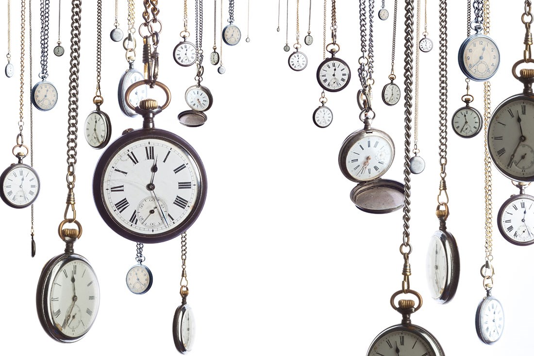 Muur papier met horloge fotobehang