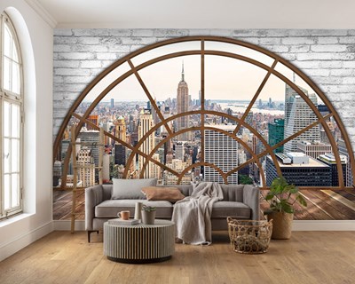 Behang met New York thema door het raam 