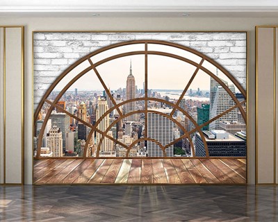 Behang met New York thema door het raam 