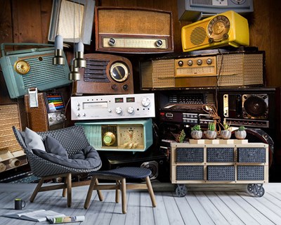 Vintage Radio Behang 