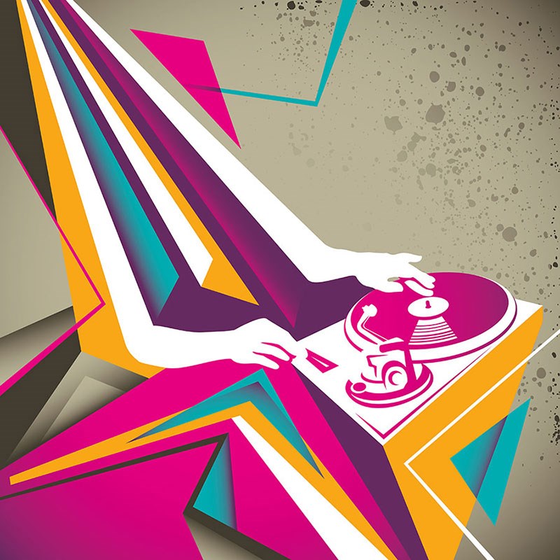 Abstract Dj Geïllustreerd Behang