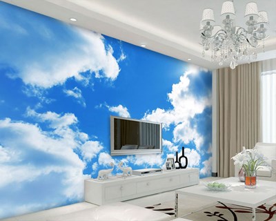 Blauw Luchtthema-Behang 