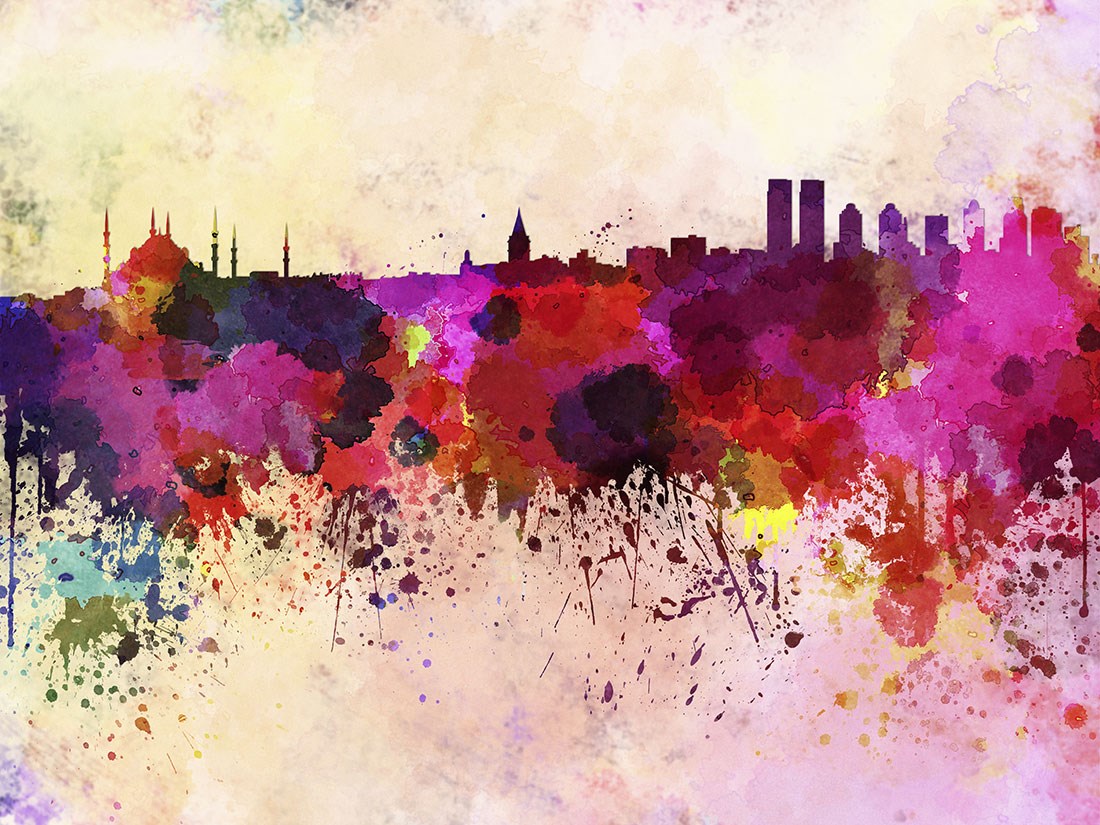 Aquarel Istanbul Landschap Behang