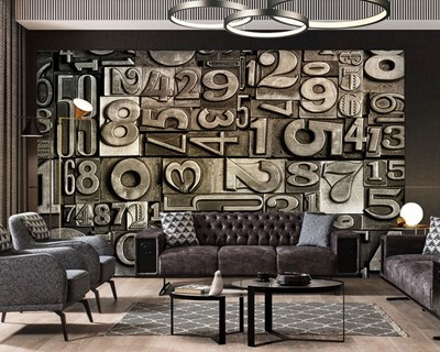3D Reliëf Nummers Thema Behang 