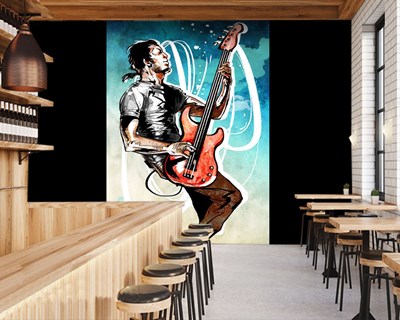 Man speelt gitaar geïllustreerd behang 