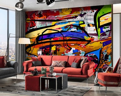 Gemengde kleuren olieverfschilderij behang 