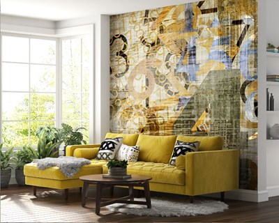 Vintage Nummers Thema Behang 