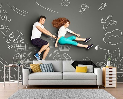 Vrouwen Mannen Abstract Geïllustreerd Behang