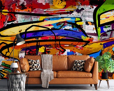 Gemengde kleuren olieverfschilderij behang 