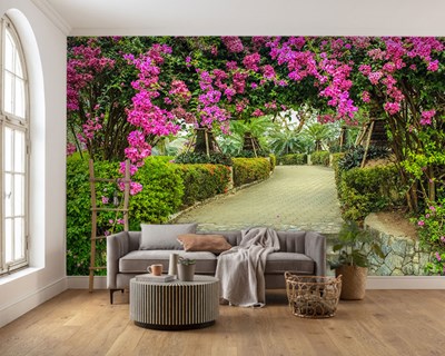 Bloemen Tuin Geïllustreerd Behang