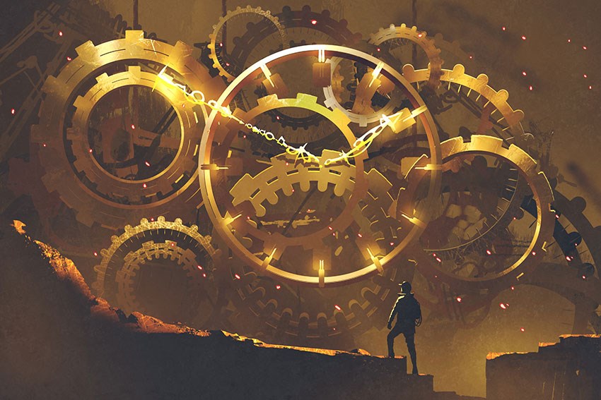 Machinewielen-thema behang