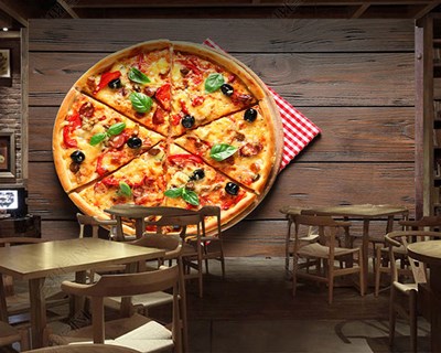 Gemengde pizza met afbeelding op behang 