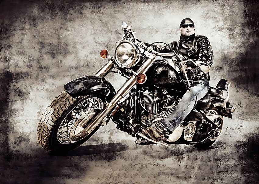 Harley motorfiets geïllustreerd behang 
