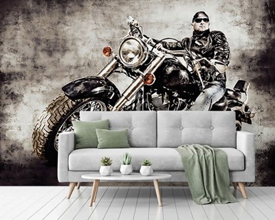 Harley motorfiets geïllustreerd behang 