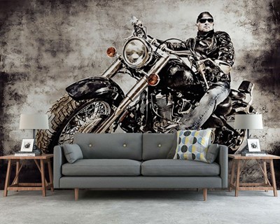 Harley motorfiets geïllustreerd behang 
