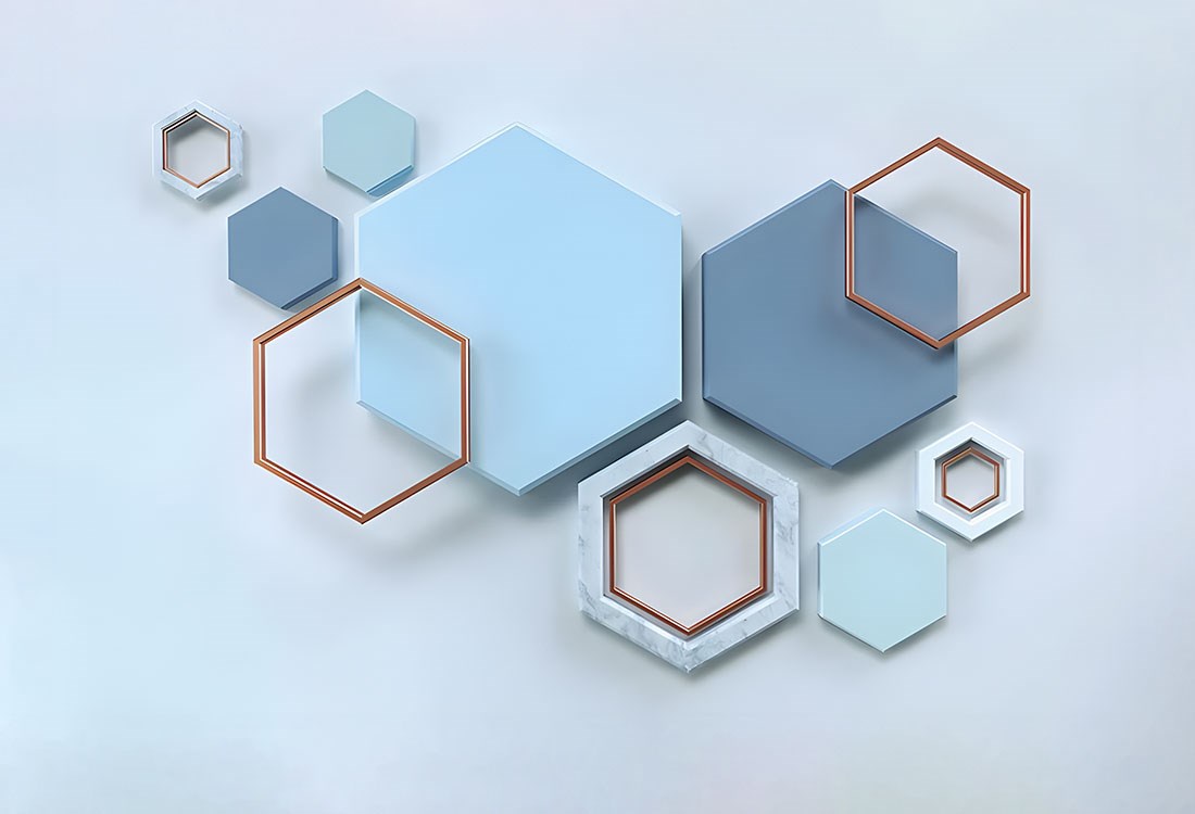3D Zeshoek Vormen Thema Behang 