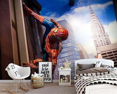Spider-Man geïllustreerd kinderkamer behang 