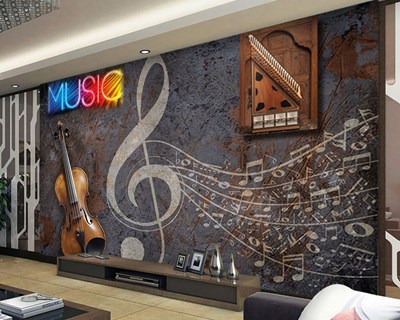 Muzieknoten en viool themabehang 