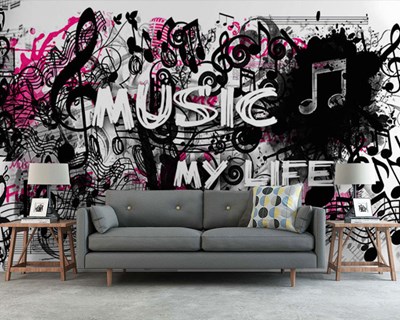 Graffiti Muziek Themabehang 