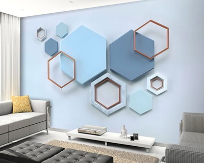 3D Zeshoek Vormen Thema Behang 