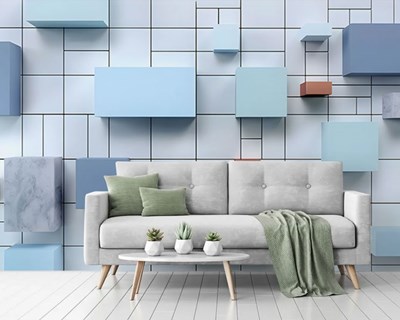 3D Vierkante Vormen Thema-Behang 