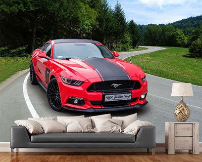 Ford Rood Auto Geïllustreerd Behang 