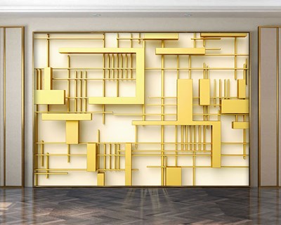 3D Gouden Vormen Thema-Behang