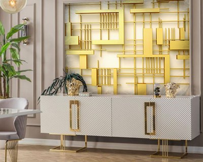 3D Gouden Vormen Thema-Behang