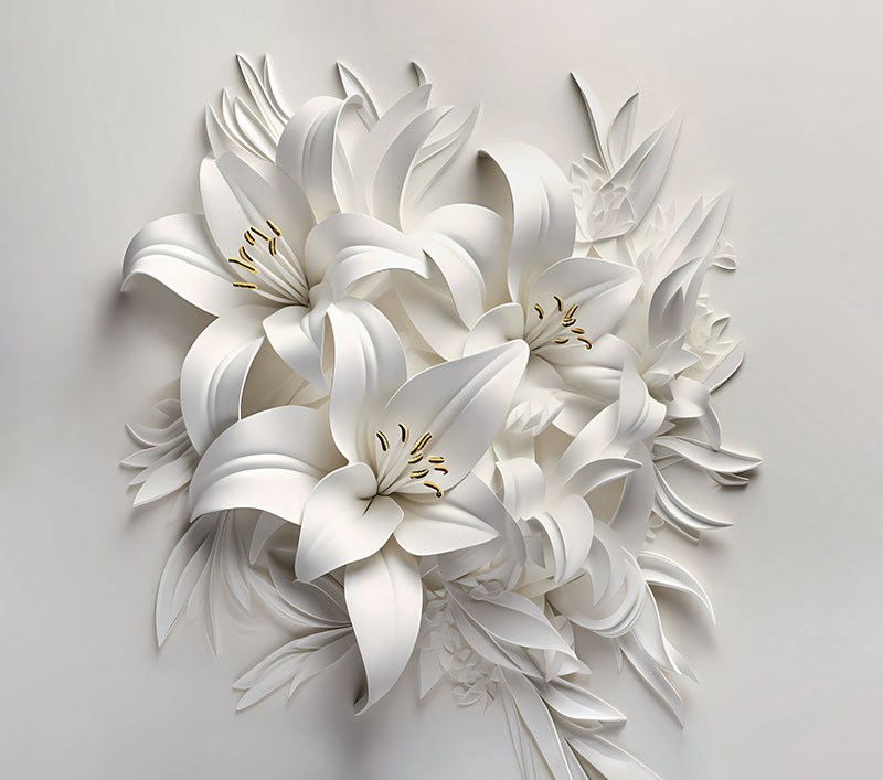 3D Wit Bloemenpatroon Behang 