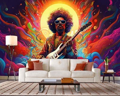 Man speelt gitaar geïllustreerd behang