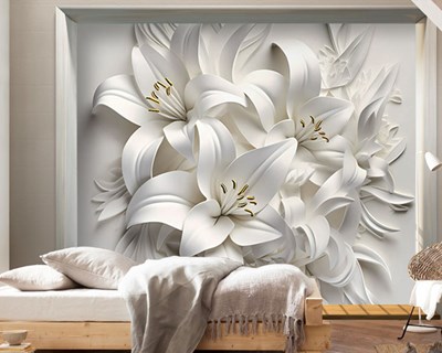 3D Wit Bloemenpatroon Behang 