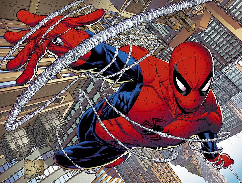 Spider Man geïllustreerd behang 
