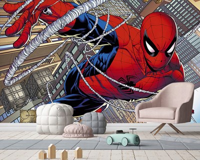 Spider Man geïllustreerd behang 