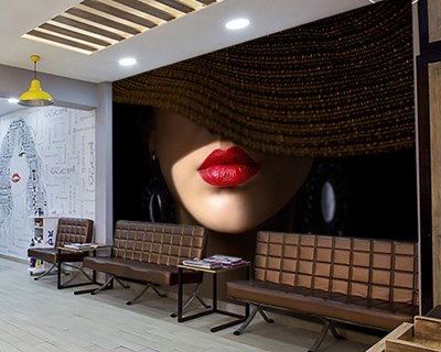 Rood Lippenstift Vrouw Thema-Behang