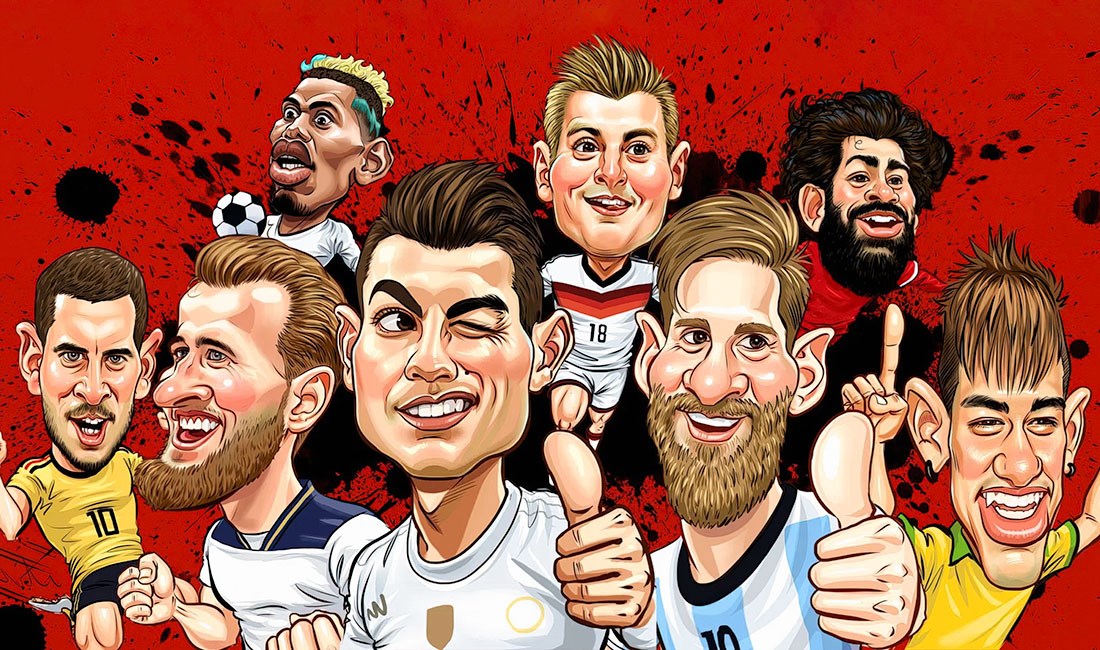 Foto's van beroemde voetballers als behang 