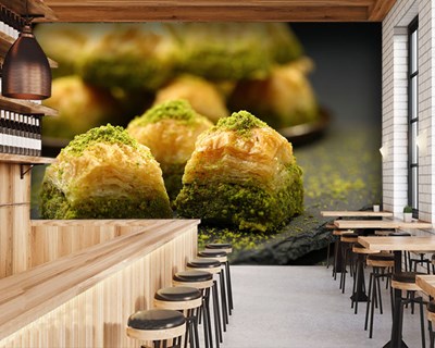 Baklava-plakje met afbeelding als behang