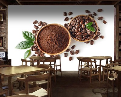 Koffie en koffiebonen behang
