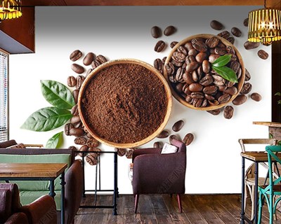 Koffie en koffiebonen behang